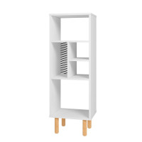 Manhattan Comfort 411AMC176 Essex 42.51 Bookcase with 5 Shelves in White and Zebra